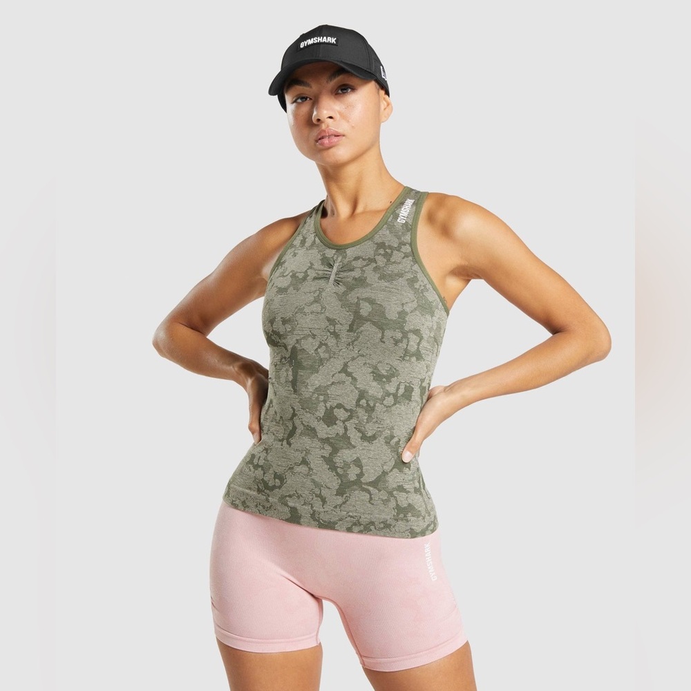 Gymshark. Adapt Camo Seamless Tank. Green. Size Small.